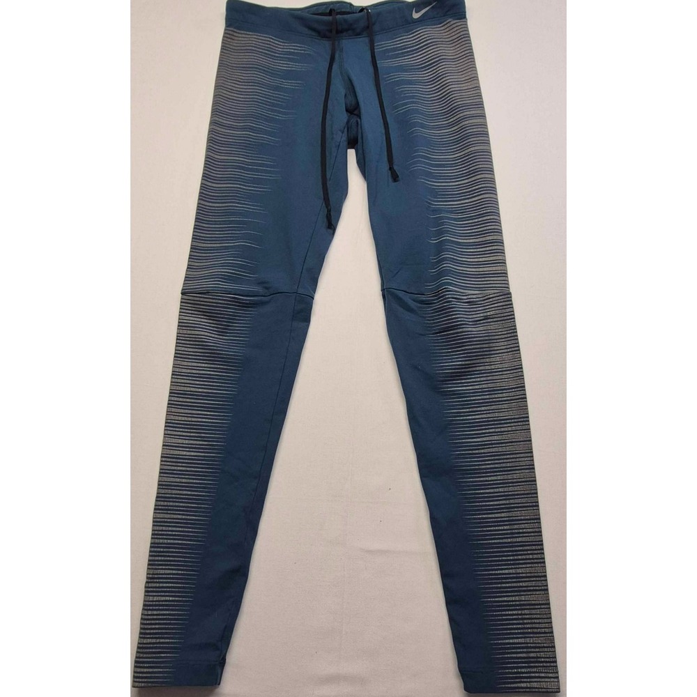 Nike Flash Reflective Dri-Fit Green/gray Running Leggings zip pockets Sz S pants